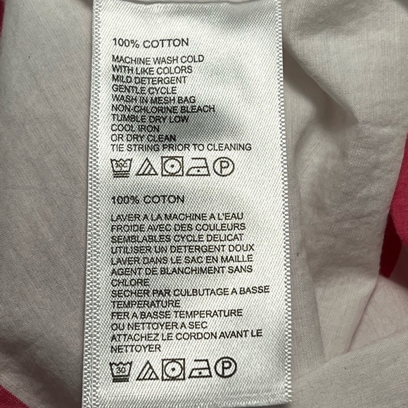 Tommy Bahama | Pom Pink Stripe 3/4 White Sleeve Top Sz M - Picture 9 of 9